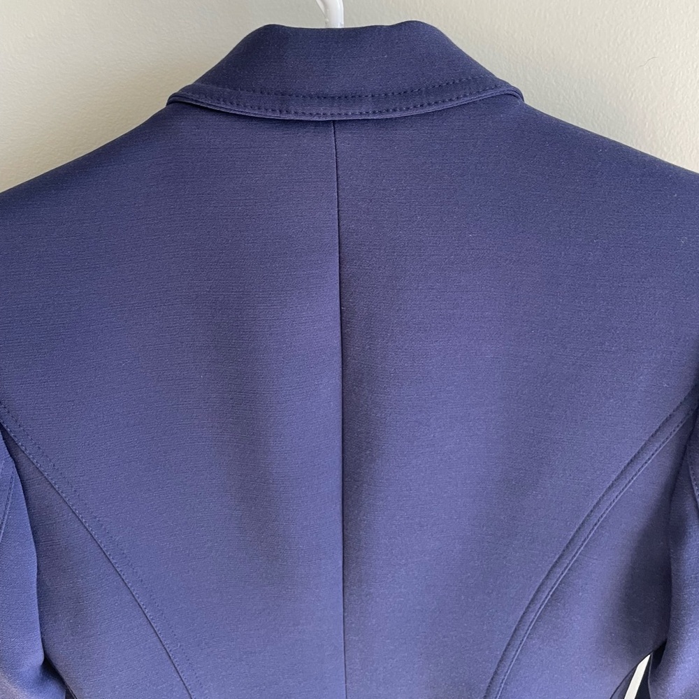 Smythe Asymmetrical Wrap Blazer - Navy Blue + Gold Buttons - Size 4 - Picture 13 of 16